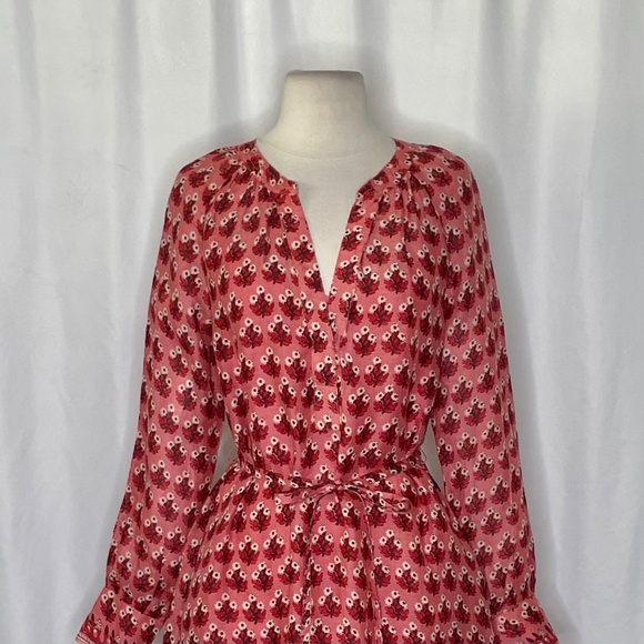 NWT!! J. CREW Cabana Mini Dress Block Print Ramie Coral Multi Cover Up XXS - Picture 4 of 16